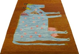 Close-up detail of New Kilim Dastan rug from Turkey showing Wool weave