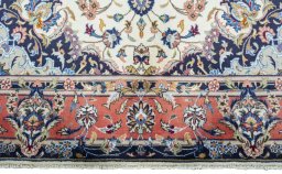 Full view of 2000s Kashan rug from Iran / Persia, 293 × 195 cm in Beige tones