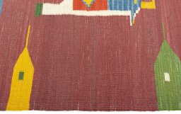 Close-up detail of New Kilim Dastan rug from Turkey showing Wool weave