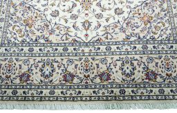 Full view of 2000s Kashan rug from Iran / Persia, 300 × 193 cm in Beige tones