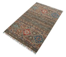 Close-up detail of New Samarkand rug from Pakistan showing Wool weave
