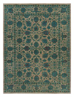 Full view of New Farahan rug from Pakistan, 200 × 154 cm in Beige tones
