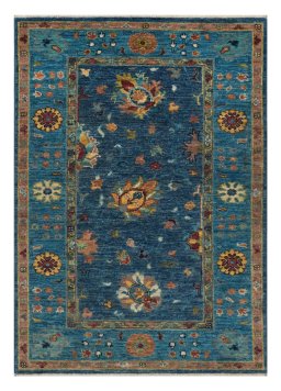 Full view of New Farahan rug from Pakistan, 121 × 85 cm in Blue tones