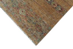 Backside of handmade New Samarkand rug showing knot structure and weave density
