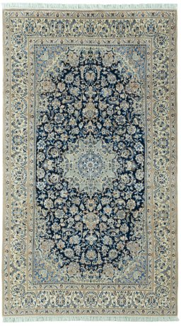 Full view of 2000s Nain rug from Iran / Persia, 292 × 167 cm in Blue tones