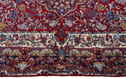 Full view of 2000s Jozan rug from Iran / Persia, 146 × 104 cm in Red tones