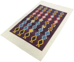 Corner detail of New Modern Design rug showing border pattern and Wool pile