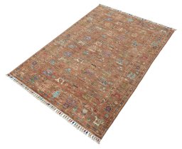 Close-up detail of New Samarkand rug from Pakistan showing Wool weave