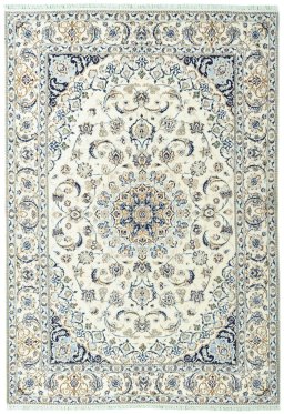 Full view of 2000s Nain rug from Iran / Persia, 290 × 201 cm in Beige tones