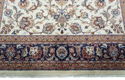Full view of 2000s Mashad rug from Iran / Persia, 288 × 195 cm in Beige tones