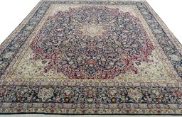 Surface texture of 1970s Kerman rug with natural Wool and intricate pattern