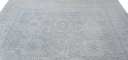 Backside of handmade New Mamluk rug showing knot structure and weave density