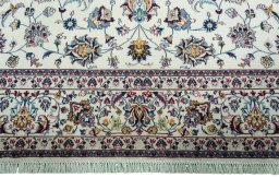 Full view of 2000s Mashad rug from Iran / Persia, 355 × 246 cm in Beige tones