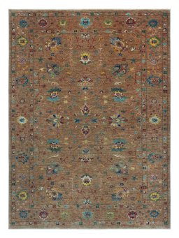 Full view of New Farahan rug from Pakistan, 227 × 166 cm in Yellow tones
