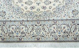 Full view of 2000s Nain rug from Iran / Persia, 302 × 203 cm in Beige tones