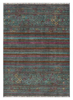 Full view of New Samarkand rug from Pakistan, 234 × 169 cm in Brown tones
