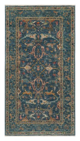 Full view of New Farahan rug from Pakistan, 136 × 73 cm in Blue tones