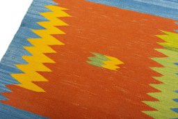 Surface texture of New Kilim Sofre rug with natural Wool and intricate pattern