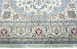 Full view of 2000s Nain rug from Iran / Persia, 307 × 207 cm in Beige tones