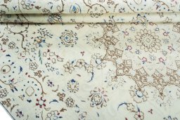Close-up detail of 2000s Nain rug from Iran / Persia showing Wool weave