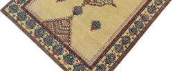 Backside of handmade New Farahan rug showing knot structure and weave density