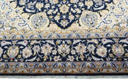 Full view of 2000s Najafabad rug from Iran / Persia, 435 × 298 cm in Blue tones