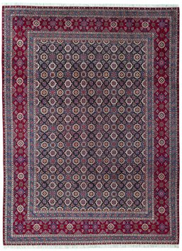 Full view of 2000s Mashad rug from Iran / Persia, 355 × 263 cm in Blue tones