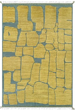 Full view of New Morocco rug from Pakistan, 309 × 211 cm in Yellow tones