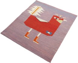 Corner detail of New Kilim Dastan rug showing border pattern and Wool pile