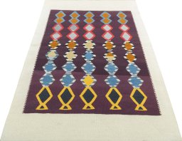 Close-up detail of New Modern Design rug from Turkey showing Wool weave