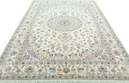 Surface texture of New Nain rug with natural Wool and intricate pattern