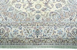 Full view of 2000s Nain rug from Iran / Persia, 335 × 244 cm in Beige tones