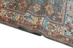 Close-up detail of New Kazak rug from Pakistan showing Wool weave