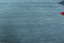 Backside of handmade New Kilim Sofre rug showing knot structure and weave density