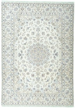Full view of 2000s Nain rug from Iran / Persia, 352 × 249 cm in Beige tones
