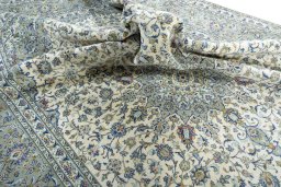 Surface texture of New Kashan rug with natural Cork and intricate pattern