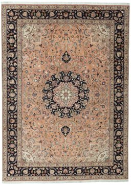Full view of 2000s Tabriz 50/60/70 Raj rug from Iran / Persia, 345 × 247 cm in Red tones