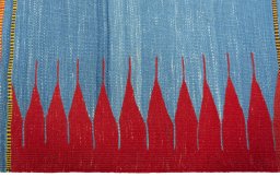 Close-up detail of New Kilim Sofre rug from Turkey showing Wool weave