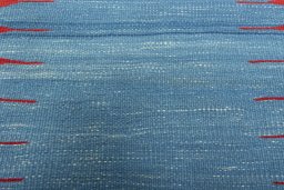 Backside of handmade New Kilim Sofre rug showing knot structure and weave density