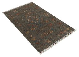 Corner detail of New Samarkand rug showing border pattern and Wool pile