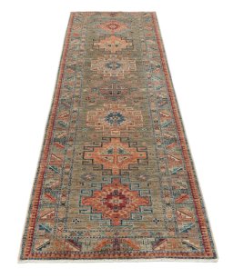 Surface texture of New Kazak rug with natural Wool and intricate pattern