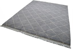 Corner detail of New Morocco rug showing border pattern and Wool pile