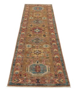 Surface texture of New Kazak rug with natural Wool and intricate pattern