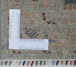 Corner detail of New Samarkand rug showing border pattern and Wool pile