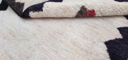 Close-up detail of New Morocco rug from Pakistan showing Wool weave