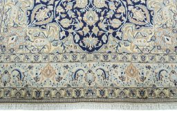 Full view of 2000s Nain rug from Iran / Persia, 286 × 176 cm in Blue tones