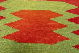 Backside of handmade New Kilim Sofre rug showing knot structure and weave density