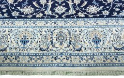 Full view of 2000s Nain rug from Iran / Persia, 385 × 293 cm in Blue tones