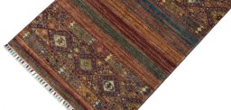 Backside of handmade New Samarkand rug showing knot structure and weave density