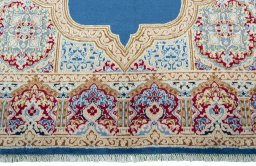 Full view of 2000s Kerman rug from Iran / Persia, 278 × 175 cm in Blue tones